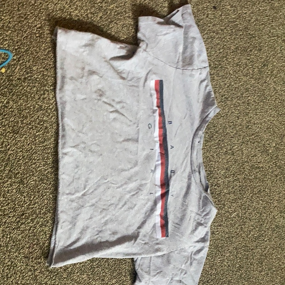 This is a grey tommy Hilfiger crop top